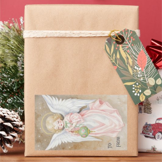 Sticker Rectangulaire Ange de Noël vintage (vacances)