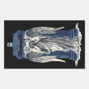 Sticker Rectangulaire Ange pleureur avec boîte de police bleue 1