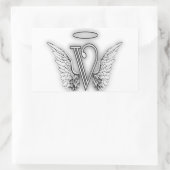 Sticker Rectangulaire Angel Alphabet V Lettre initiale Ailes Halo (Sac)