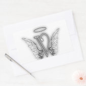 Sticker Rectangulaire Angel Alphabet V Lettre initiale Ailes Halo (Enveloppe)