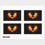 Sticker Rectangulaire Angel Fire Heart with Wings (Feuille)