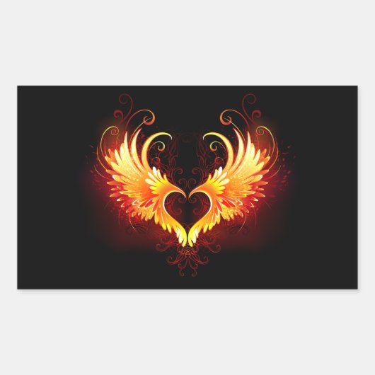 Sticker Rectangulaire Angel Fire Heart with Wings (Devant)