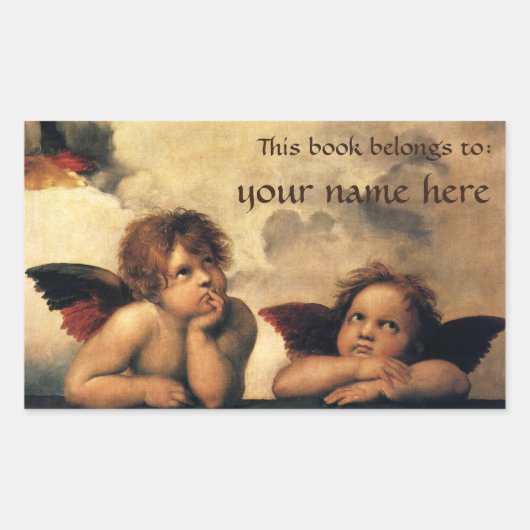 Sticker Rectangulaire Anges de la Madone Sixtine par Raphaël, Art de la (Devant)