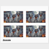 Sticker Rectangulaire Anglais Setter Halloween Éffrayant (Feuille)