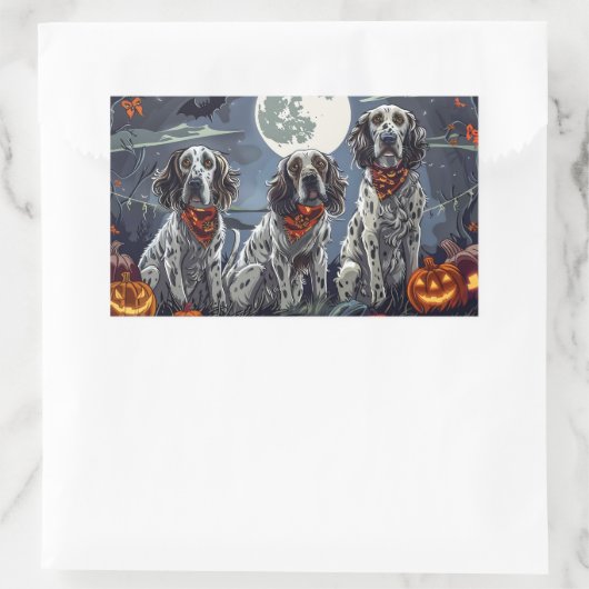 Sticker Rectangulaire Anglais Setter Halloween Éffrayant (Sac)