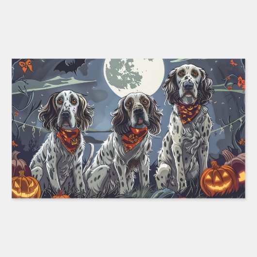 Sticker Rectangulaire Anglais Setter Halloween Éffrayant (Devant)