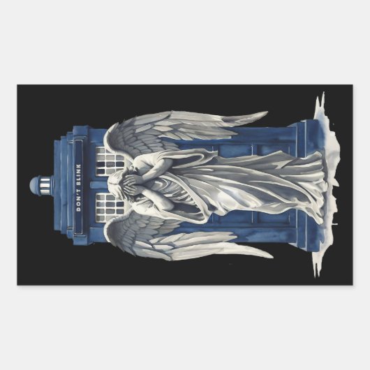 Sticker Rectangulaire Angle de plaie avec boîte de police bleue 1 (Devant)