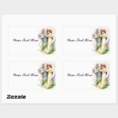 Sticker Rectangulaire Angle vintage avec Croix chrétienne (Feuille)