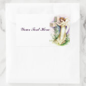 Sticker Rectangulaire Angle vintage avec Croix chrétienne (Sac)