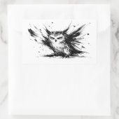 Sticker Rectangulaire Angry Owl Explosive Ink Brushstroke Bird Design on (Sac)