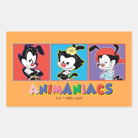 Sticker Rectangulaire Animaniacs | Graphique de panneau Yakko, Dot et Wa (Devant)
