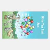 Sticker Rectangulaire Animaux avec ballons de fête (Devant)