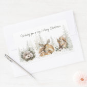 Sticker Rectangulaire Animaux Forêt Hiver Noël (Enveloppe)