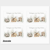 Sticker Rectangulaire Animaux Forêt Hiver Noël (Feuille)