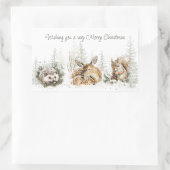 Sticker Rectangulaire Animaux Forêt Hiver Noël (Sac)