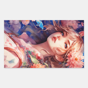 Sticker Rectangulaire Anime Princesse