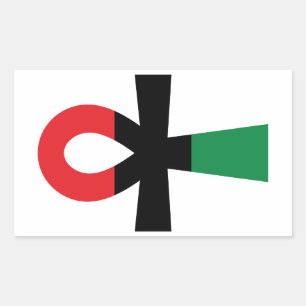 Sticker Rectangulaire Ankh rouge, noir et vert