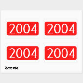 Sticker Rectangulaire année de naissance 2004 texte numéro d'anniversair (Feuille)