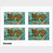 Sticker Rectangulaire Année dragon vietnamienne d'or 2024 Mosaic RecS (Feuille)