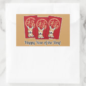 Sticker Rectangulaire Année rouge chinoise de l'enveloppe du chien (Sac)