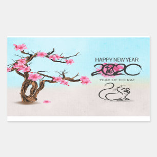 Sticker Rectangulaire Année Zodiaque chinoise du Rat 2020