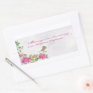 Sticker Rectangulaire Anniversaire de la profession religieuse Roses ros