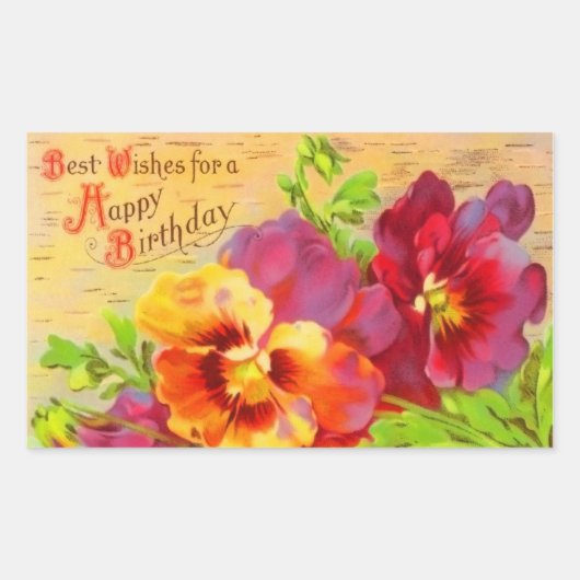 Sticker Rectangulaire Anniversaire floral vintage (Devant)