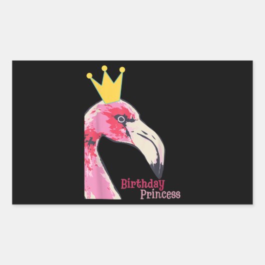 Sticker Rectangulaire Anniversaire Princesse Flamant rose fille | Flaman (Devant)