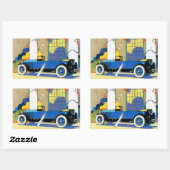Sticker Rectangulaire Annonce automobile vintage bleue (Feuille)
