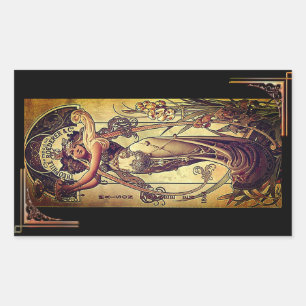 Sticker Rectangulaire Annonce élégante femme Art nouveau