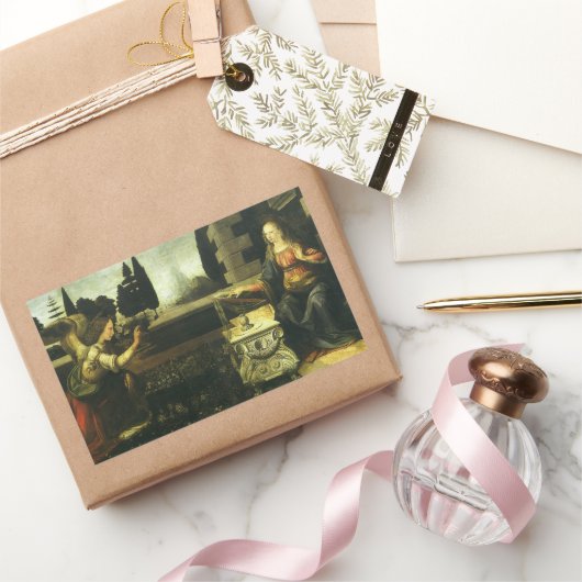 Sticker Rectangulaire Annonciation du Seigneur par Léonard de Vinci (Cadeaux)