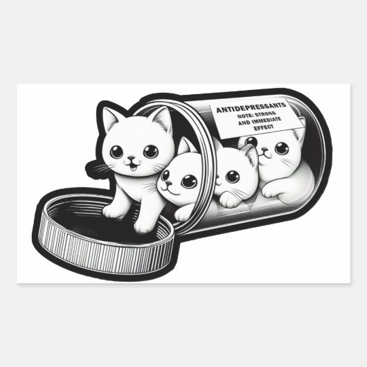 Sticker Rectangulaire Antidépresseurs Kitty Cats (Devant)