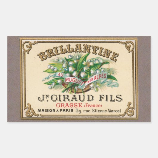 Sticker Rectangulaire Antique Lily de la Vallée Parfum français (Devant)