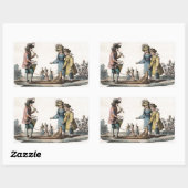 Sticker Rectangulaire Antique Marionnette Enfants Spectacle Danse (Feuille)