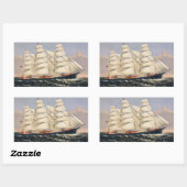 Sticker Rectangulaire Antique Navire de Navigation Maritime Currier & Iv (Feuille)