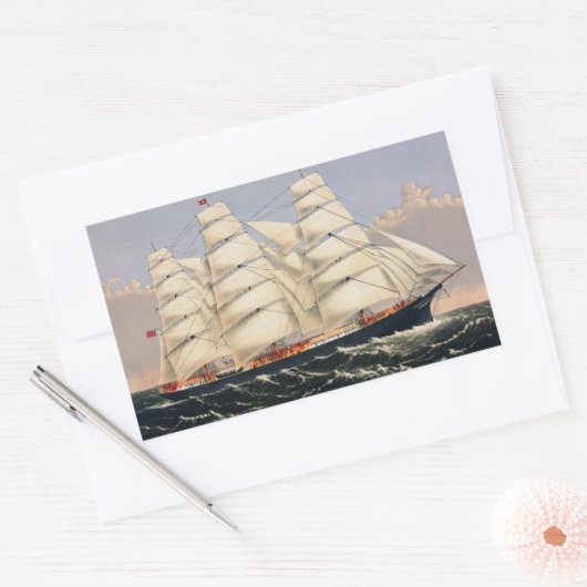 Sticker Rectangulaire Antique Navire de Navigation Maritime Currier & Iv (Enveloppe)