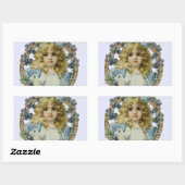 Sticker Rectangulaire Antique Petite fille Portrait enfant Beau (Feuille)