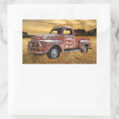 Sticker Rectangulaire Antique Red Truck Farm Sunset (Sac)