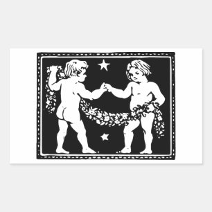 Sticker Rectangulaire Antique Renaissance médiévale Zodiac Gemini