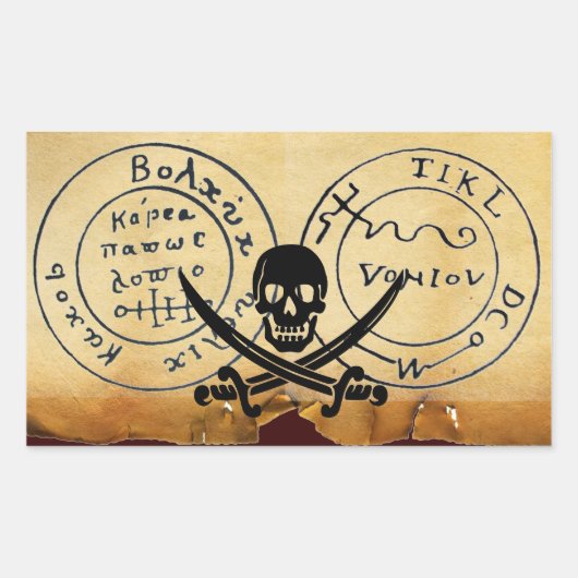STICKER RECTANGULAIRE ANTIQUE TALISMAN / PIRATES CARTE DU TRÉSOR (Devant)