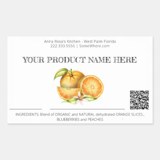 Sticker Rectangulaire *~* AP30 PHOTO QR Fruit DÉHYDRATÉ (Devant)