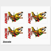 Sticker Rectangulaire Apache Trail #1, Amérindien Avec Bannière (Feuille)