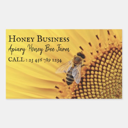 Sticker Rectangulaire Apiculture Entreprise de Miel (Devant)