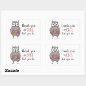 Sticker Rectangulaire Appréciation de l'enseignant Chouette Merci (Feuille)