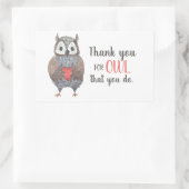 Sticker Rectangulaire Appréciation de l'enseignant Chouette Merci (Sac)