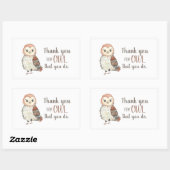 Sticker Rectangulaire Appréciation de l'enseignant Chouette Merci (Feuille)