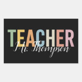 Sticker Rectangulaire Appréciation personnalisée de l'enseignant Retour  (Devant)