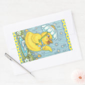 STICKER RECTANGULAIRE APRIL DOUCHES PRINTEMPS POULET, BÂTIMENTS POULET (Enveloppe)