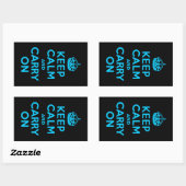 Sticker Rectangulaire Aqua Blue Gardez le calme et continuer (Feuille)