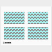Sticker Rectangulaire Aqua et gris Zigzag (Feuille)
